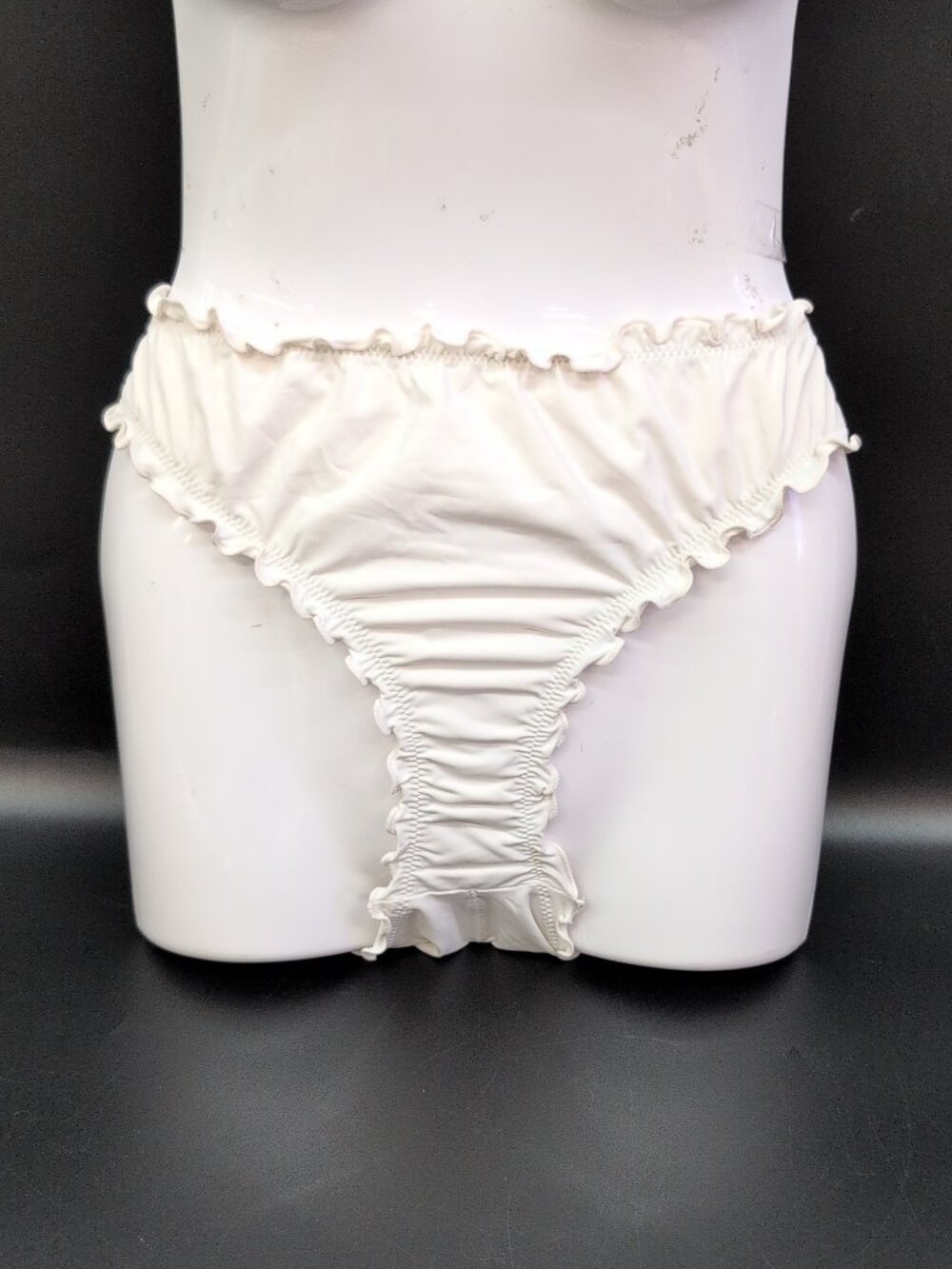 Victoria's Secret Swim Ruched Cheeky Bikini Bottom Large Coconut White